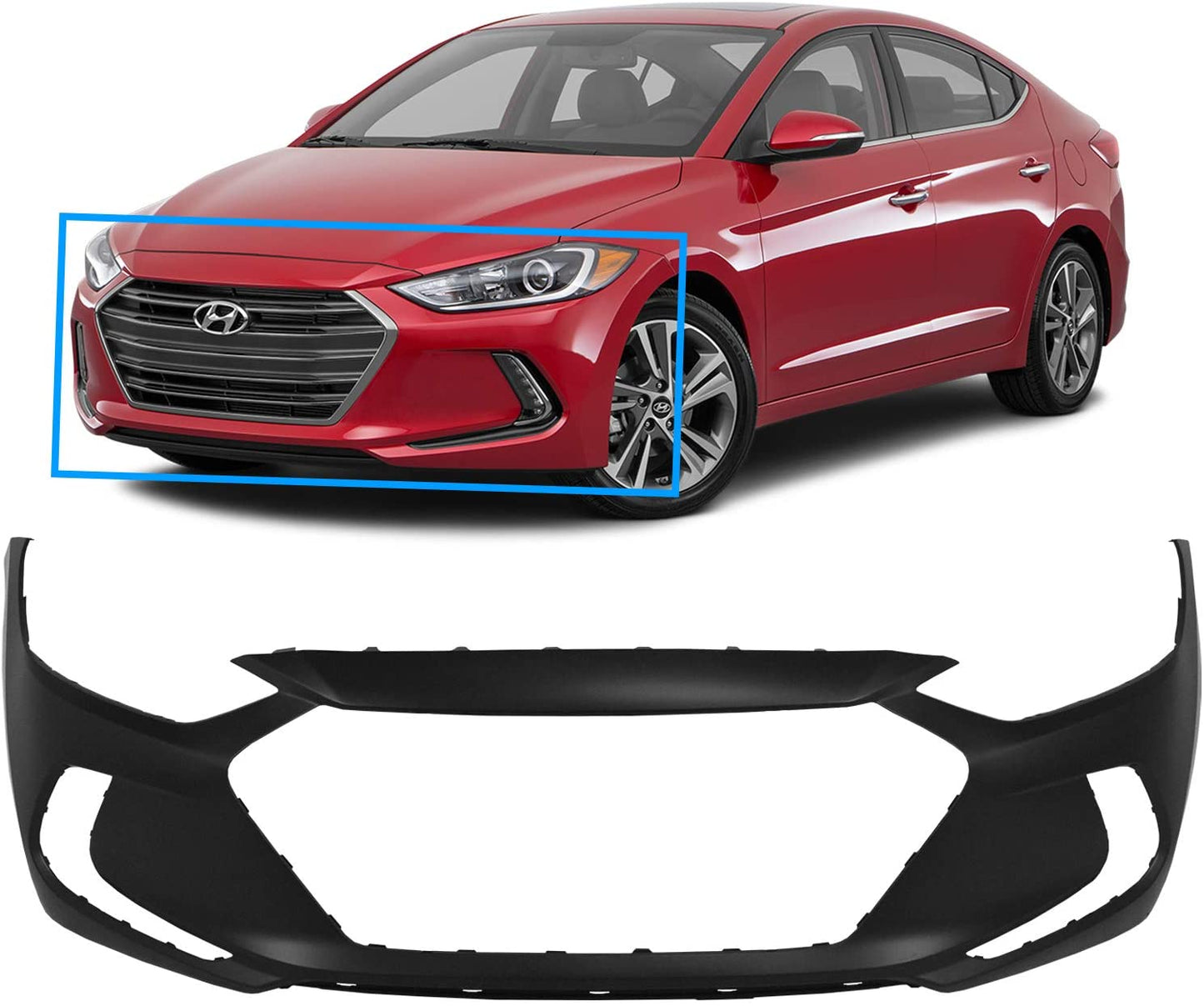 2017-2018 Hyundai Elantra Front Bumper Cover Sedan HY1000215 Gold Coast Auto Parts
