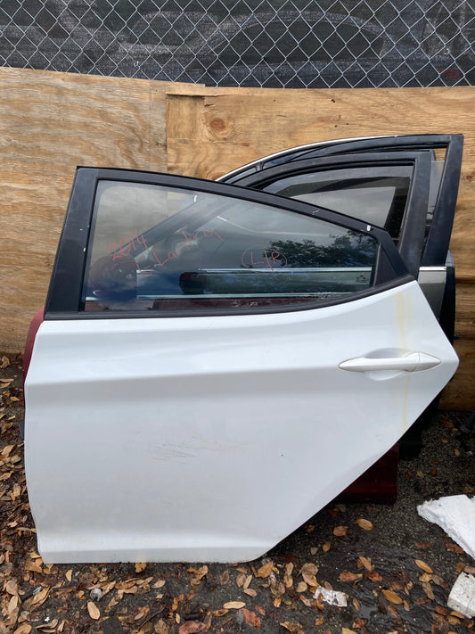 2011-2016 Hyundai Elantra Rear Door  LH (Driver Side) WHITE OEM COMPLETE ASSEMBLY GC14HYELARDLHWHT